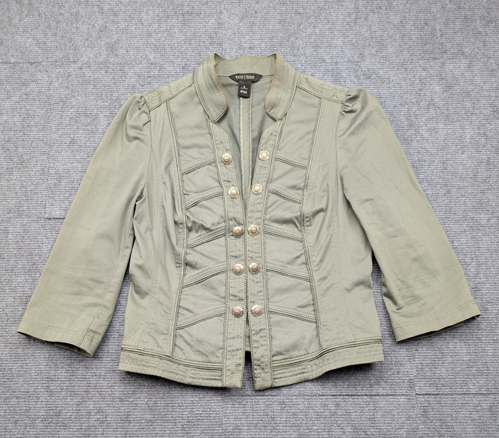 WHBM Military Style Jacket Womens 8 Army Green 90s Camp Vintage Y2K - Picture 1 of 9